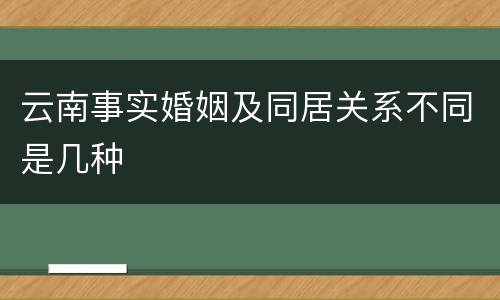 云南事实婚姻及同居关系不同是几种