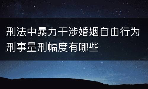 刑法中暴力干涉婚姻自由行为刑事量刑幅度有哪些