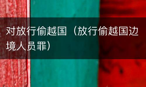 对放行偷越国（放行偷越国边境人员罪）