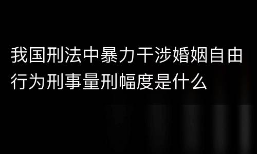 我国刑法中暴力干涉婚姻自由行为刑事量刑幅度是什么