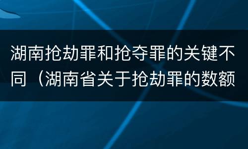 湖南抢劫罪和抢夺罪的关键不同（湖南省关于抢劫罪的数额规定）