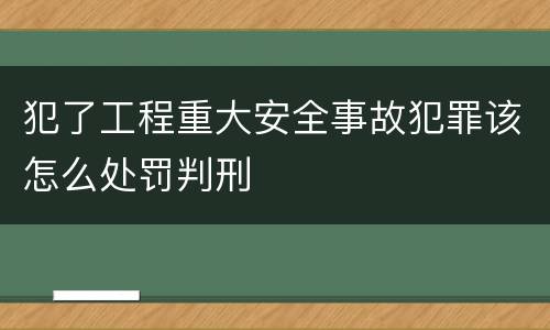 犯了工程重大安全事故犯罪该怎么处罚判刑