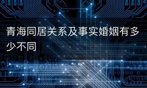 青海同居关系及事实婚姻有多少不同