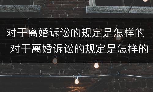 对于离婚诉讼的规定是怎样的 对于离婚诉讼的规定是怎样的法律