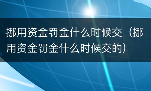 挪用资金罚金什么时候交（挪用资金罚金什么时候交的）