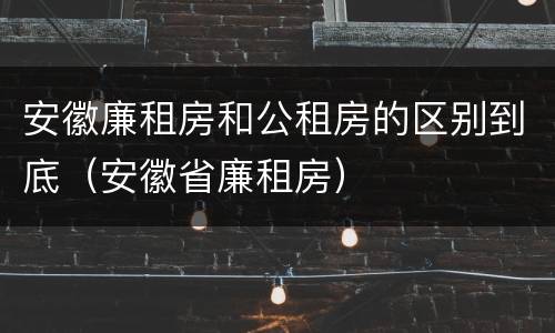 安徽廉租房和公租房的区别到底（安徽省廉租房）