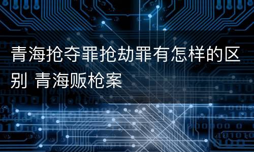 青海抢夺罪抢劫罪有怎样的区别 青海贩枪案