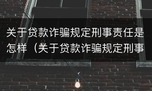 关于贷款诈骗规定刑事责任是怎样（关于贷款诈骗规定刑事责任是怎样认定的）