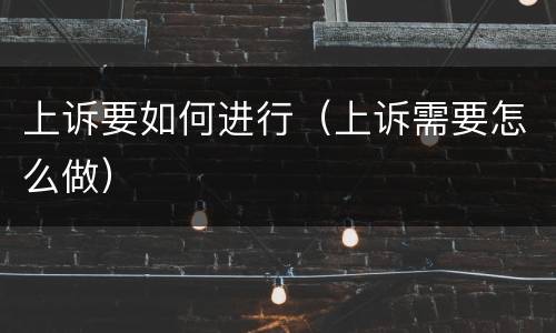 上诉要如何进行（上诉需要怎么做）