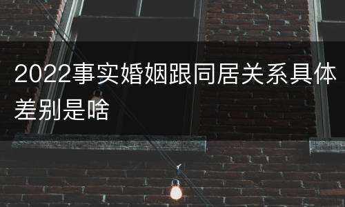 2022事实婚姻跟同居关系具体差别是啥
