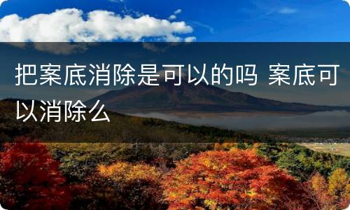 把案底消除是可以的吗 案底可以消除么