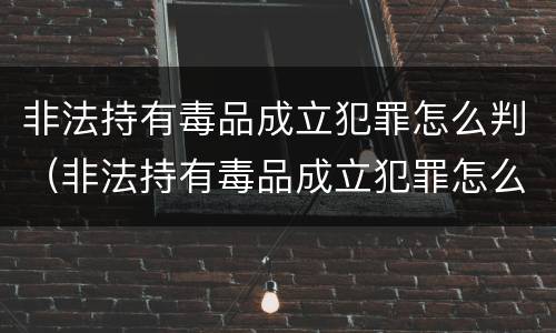 非法持有毒品成立犯罪怎么判（非法持有毒品成立犯罪怎么判定）