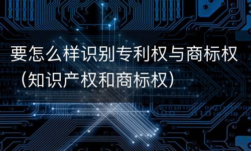 要怎么样识别专利权与商标权（知识产权和商标权）