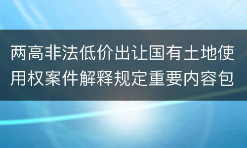 两高非法低价出让国有土地使用权案件解释规定重要内容包括什么
