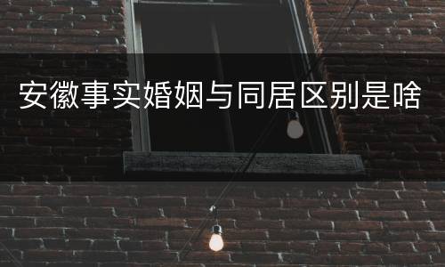 安徽事实婚姻与同居区别是啥