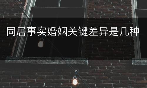 同居事实婚姻关键差异是几种