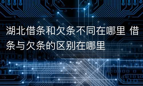 湖北借条和欠条不同在哪里 借条与欠条的区别在哪里