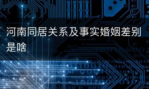 河南同居关系及事实婚姻差别是啥
