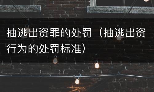 抽逃出资罪的处罚（抽逃出资行为的处罚标准）