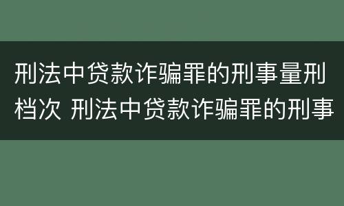 刑法中贷款诈骗罪的刑事量刑档次 刑法中贷款诈骗罪的刑事量刑档次怎么划分