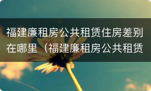 福建廉租房公共租赁住房差别在哪里（福建廉租房公共租赁住房差别在哪里查）