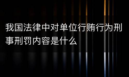 我国法律中对单位行贿行为刑事刑罚内容是什么