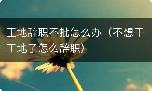 工地辞职不批怎么办（不想干工地了怎么辞职）