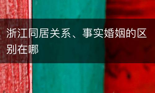 浙江同居关系、事实婚姻的区别在哪