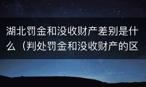 湖北罚金和没收财产差别是什么（判处罚金和没收财产的区别）