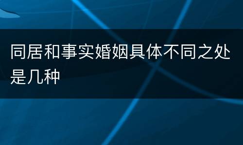 同居和事实婚姻具体不同之处是几种