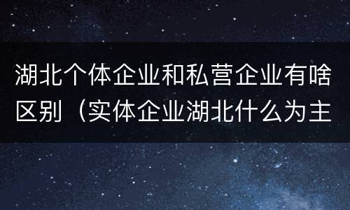 湖北个体企业和私营企业有啥区别（实体企业湖北什么为主）