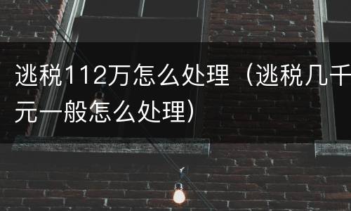 逃税112万怎么处理（逃税几千元一般怎么处理）