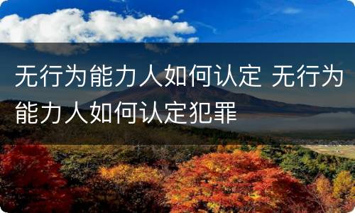 无行为能力人如何认定 无行为能力人如何认定犯罪