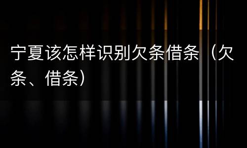 宁夏该怎样识别欠条借条（欠条、借条）