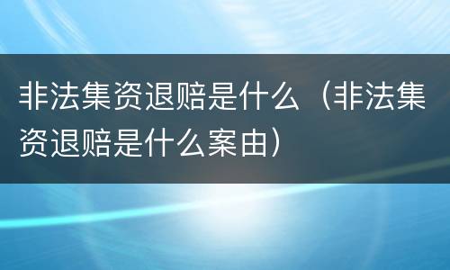非法集资退赔是什么（非法集资退赔是什么案由）