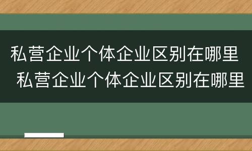 私营企业个体企业区别在哪里 私营企业个体企业区别在哪里查