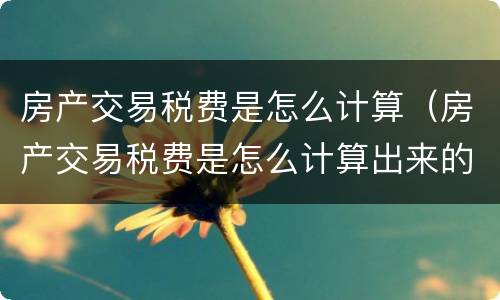 房产交易税费是怎么计算（房产交易税费是怎么计算出来的）