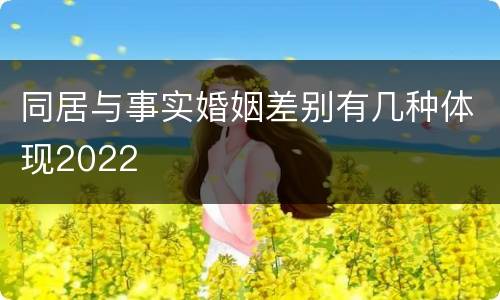 同居与事实婚姻差别有几种体现2022