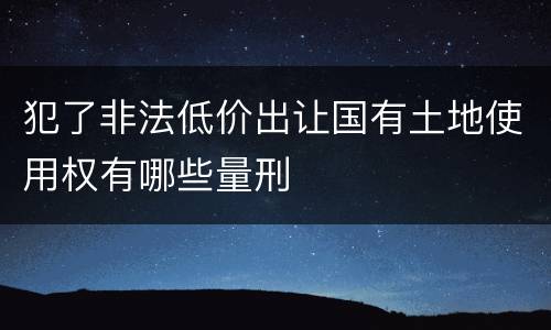 犯了非法低价出让国有土地使用权有哪些量刑