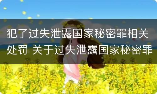 犯了过失泄露国家秘密罪相关处罚 关于过失泄露国家秘密罪立案标准