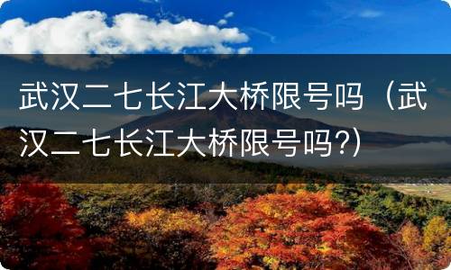 武汉二七长江大桥限号吗（武汉二七长江大桥限号吗?）