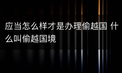 应当怎么样才是办理偷越国 什么叫偷越国境