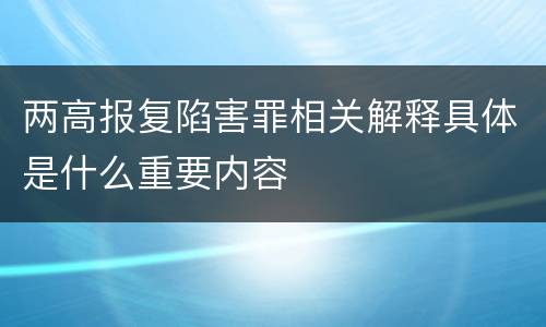 两高报复陷害罪相关解释具体是什么重要内容
