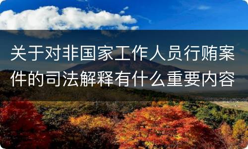 关于对非国家工作人员行贿案件的司法解释有什么重要内容