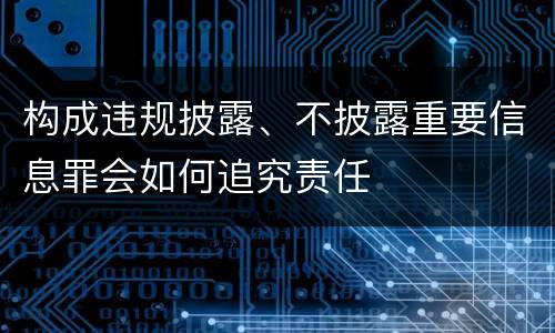 构成违规披露、不披露重要信息罪会如何追究责任