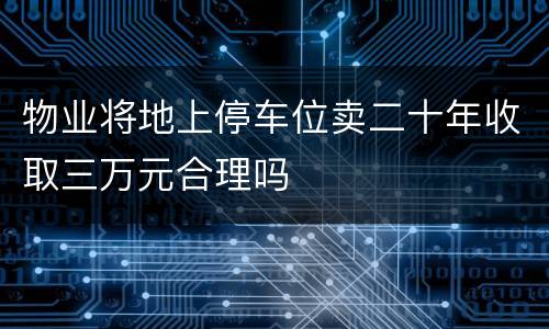 物业将地上停车位卖二十年收取三万元合理吗