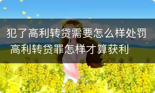 犯了高利转贷需要怎么样处罚 高利转贷罪怎样才算获利