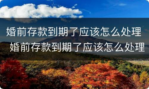 婚前存款到期了应该怎么处理 婚前存款到期了应该怎么处理房产