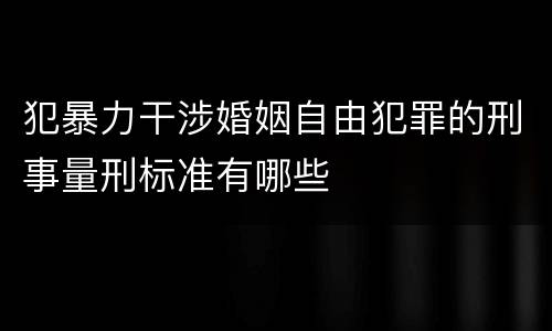 犯暴力干涉婚姻自由犯罪的刑事量刑标准有哪些