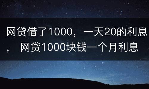 网贷借了1000，一天20的利息， 网贷1000块钱一个月利息